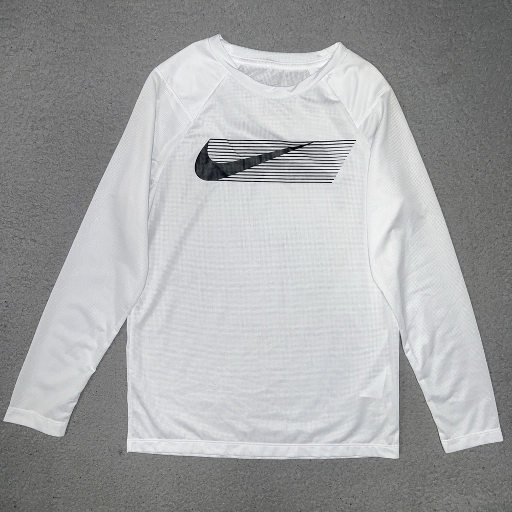 VTG Nike Shirt Men's Sz M White Center Swoosh Waffle Long Sleeve CU8957-100 Y2K